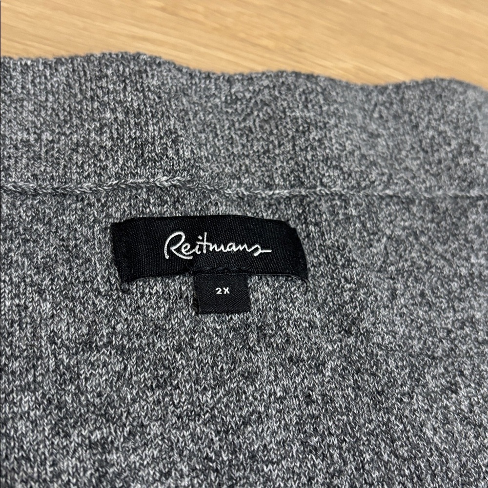 REITMANS (2X) Sweater Skirt A-Line Ribbed Grey Back Slit Cozy Soft Pull-On 2X - Picture 4 of 9